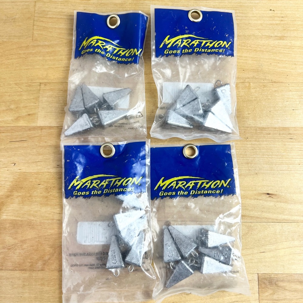 Marathon Fishing Pyramid Sinker 1 oz 6pcs Gray Lead Lot of 4 (24 total) NEW